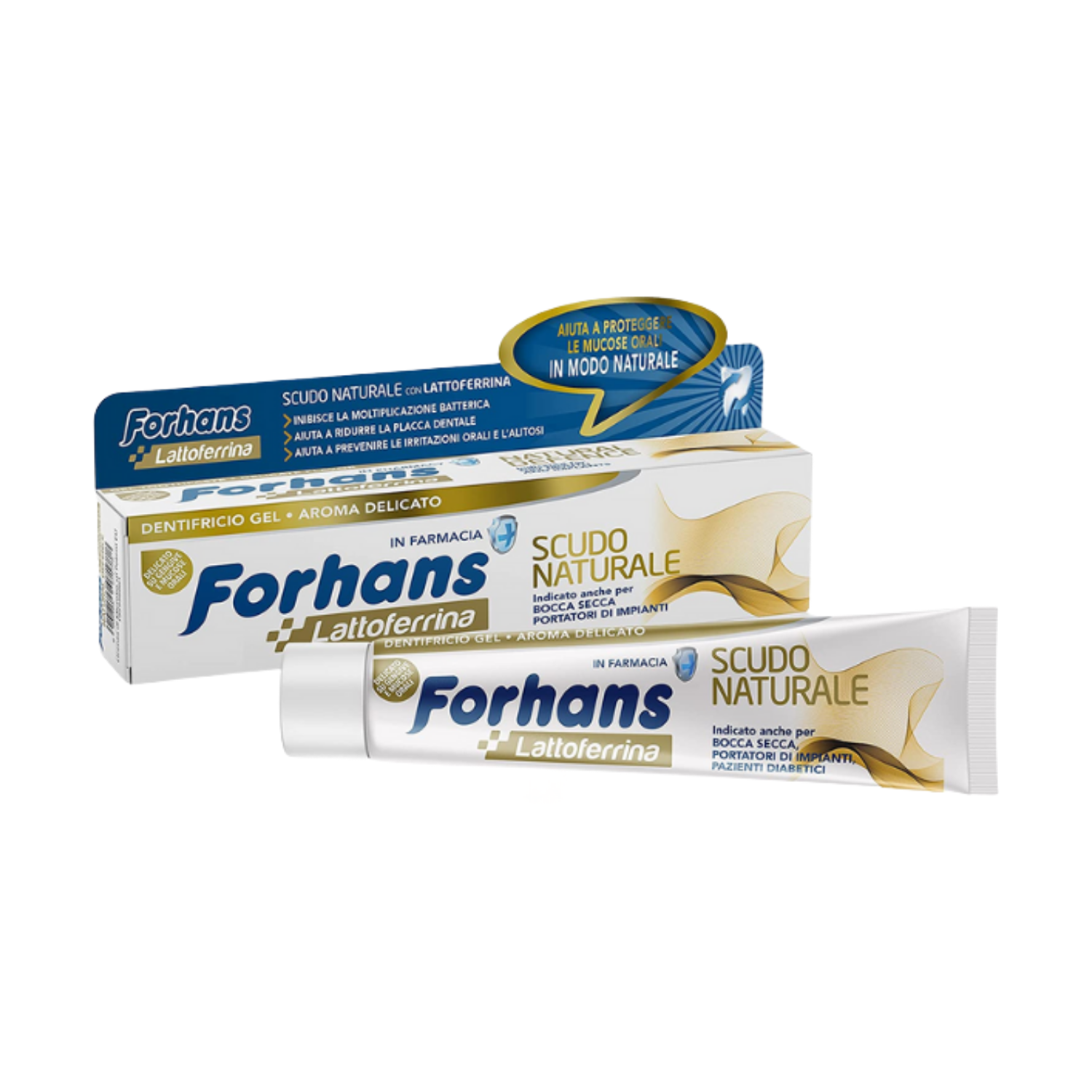 Forhans Scudo Naturale | Dentifricio Gel Lattoferrina Bocca Secca | 75 ml