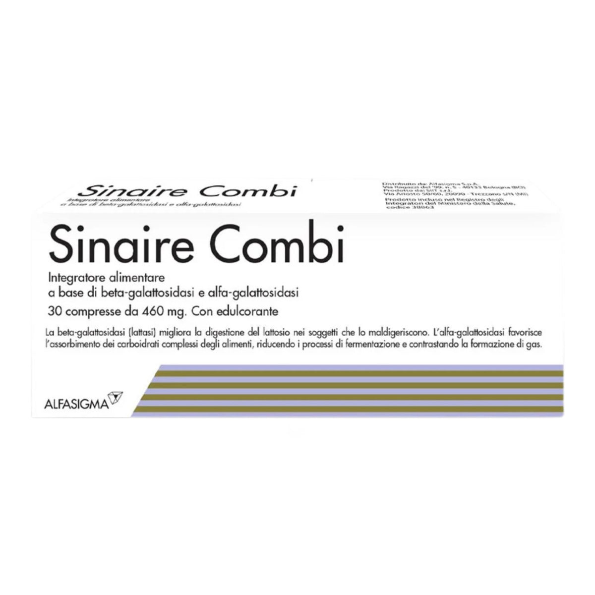 Sinaire Combi | Lattasi e Alfa-Galattosidasi Gas Intestinale | 30 Compresse  