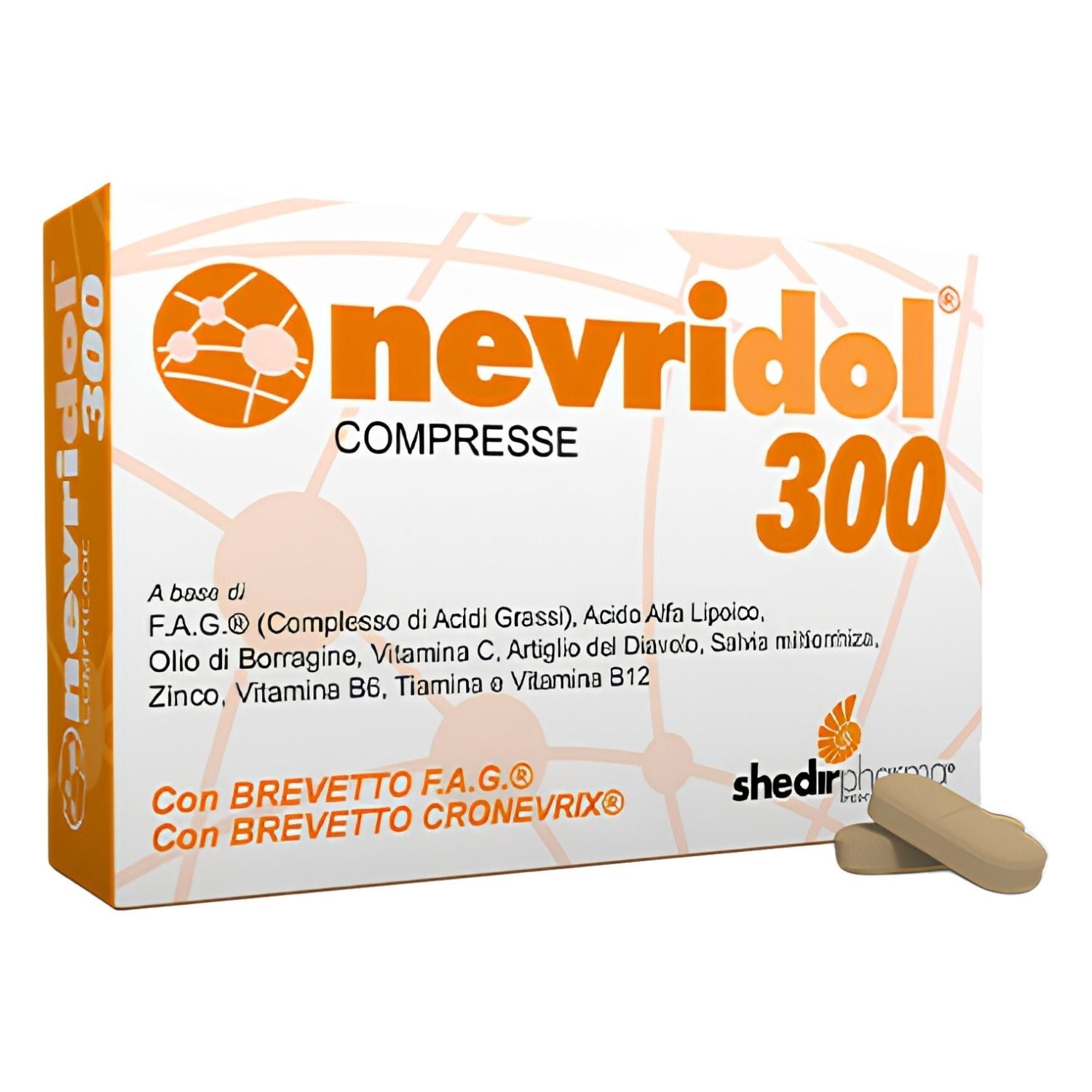 Nevridol 300 | Acido Lipoico Vitamina B12 Zinco | 30 Compresse
