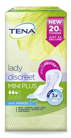 Tena Discreet Mini Plus Wings Con Ali - Assorbente Perdite Urinarie Da Leggera A Moderata 16 Pezzi  