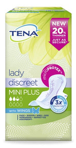 Tena Discreet Mini Plus Wings Con Ali - Assorbente Perdite Urinarie Da Leggera A Moderata 16 Pezzi  