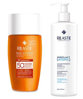 Rilastil Sun System Baby Fluido solare SPF50+ 50ml + Xerolact Atopic  Olio Detergente 50ml