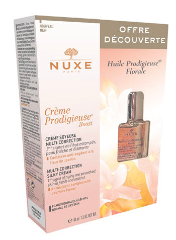 Nuxe Cofanetto Creme Prodigieuse Boost Pelli Secche 40ml + Huile Prodigieuse Floreale 10ml  