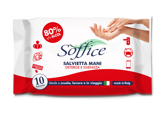 SALVIETTA MANI 80% ALC 10PZ
