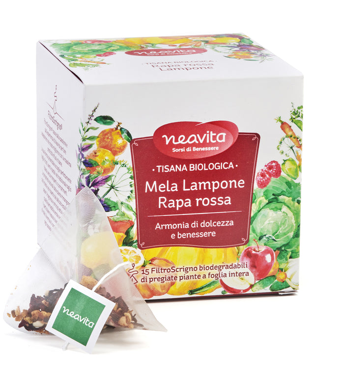 Neavita Tisana biologica Mela Lampone Rapa rossa 15 Filtroscrigno