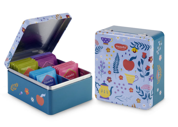 Neavita Cofanetto in latta Garden Colore Azzurro 20 Filtri Assortiti