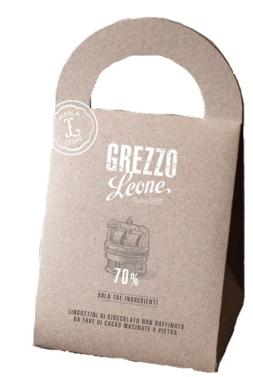 Leone Cioccolato Grezzo Alla Pietra Lingottini in sacchetto da 150 g