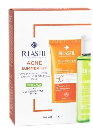 RILASTIL SUN SYSTEM ACNESTIL SPF50+ Pelle Tendenza Acneica Protezione Solare Molto Alta 40 ml  + Acnestil Detergente 100 ml Omaggio
