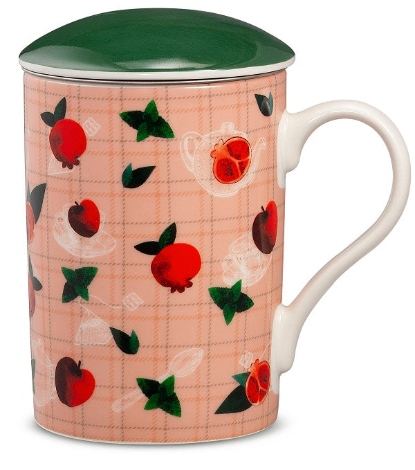 Neavita Happy Fruits Infusiera - In New Bone China Con Filtro In Acciaio Rosa 300ml  