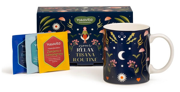 Neavita Cofanetto Tisana Routine Relax - Contiene 9 filtri + Mug Blu 300ml