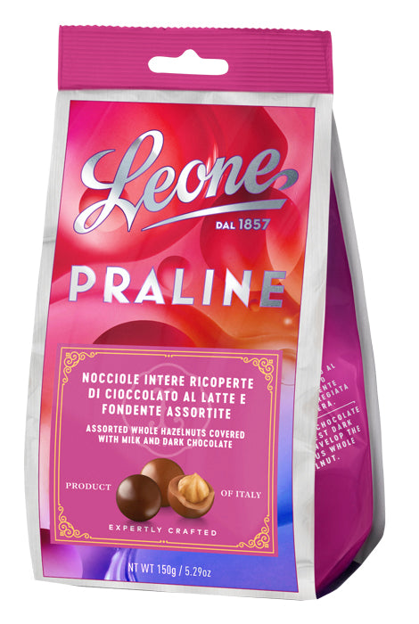 Leone Praline Nocciola Ricoperta Di Cioccolato Al Latte E Fondente Assortite Sacchetto 150g  
