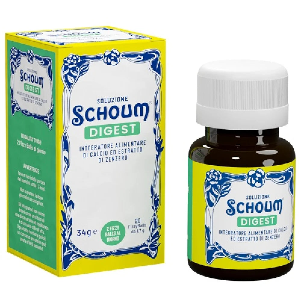 Soluzione Schoum Digest | Integratore Digestione Limone Zenzero | 20 Fizzy Balls