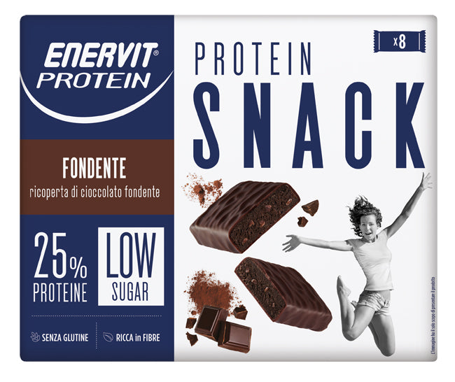 Enervit Protein Snack Fondente | Barretta Proteica Low Sugar | 8 x 27 g  