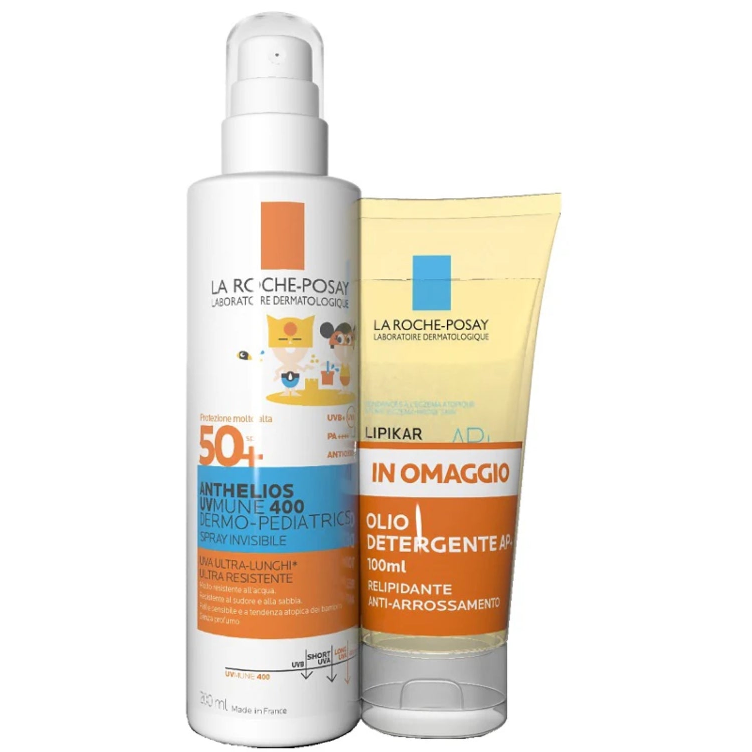 La Roche Posay Anthelios UVMUNE 400 | Spray Dermo-Pediatrico SPF50+ 200ml + Olio Detergente Lipikar AP+ 100ml Omaggio