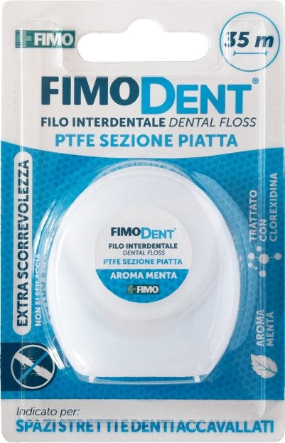 Fimodent Filo Interdentale | PTFE Piatto Denti Stretti | 35 m
