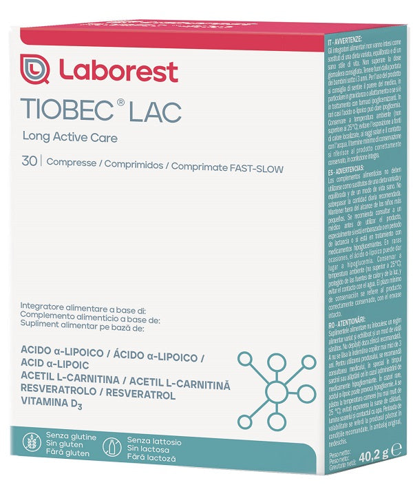 Tiobec Lac | Acido α-Lipoico Acetilcarnitina | 30 Compresse Fast Slow  