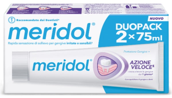 Meridol Azione Veloce dentifricio gengive sensibili fluoruro stannoso 2 x 75 ml