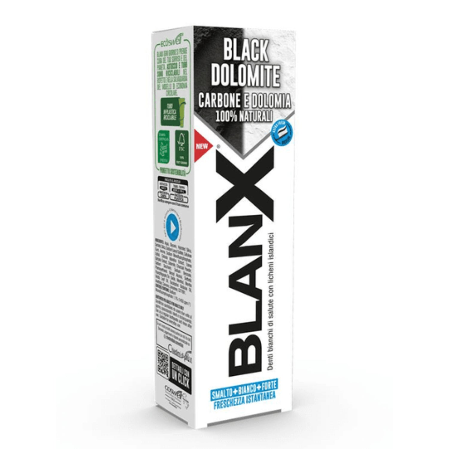 BlanX Black Dolomite | Dentifricio Sbiancante Carbone Attivo e Dolomia | 75ml