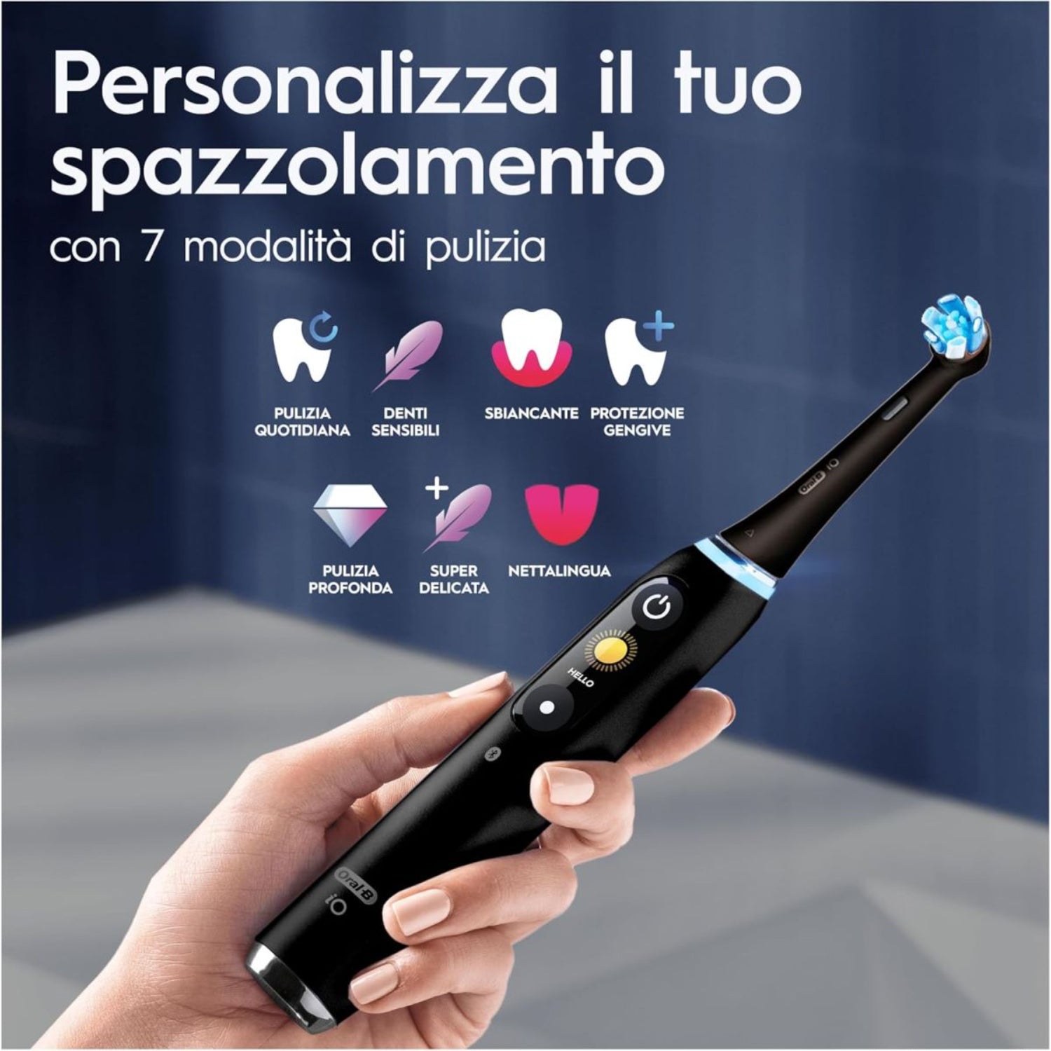 Oral-B iO Serie 9 White | Spazzolino Elettrico Monitoraggio 3D | 2 Testine + Custodia-Caricatore 3