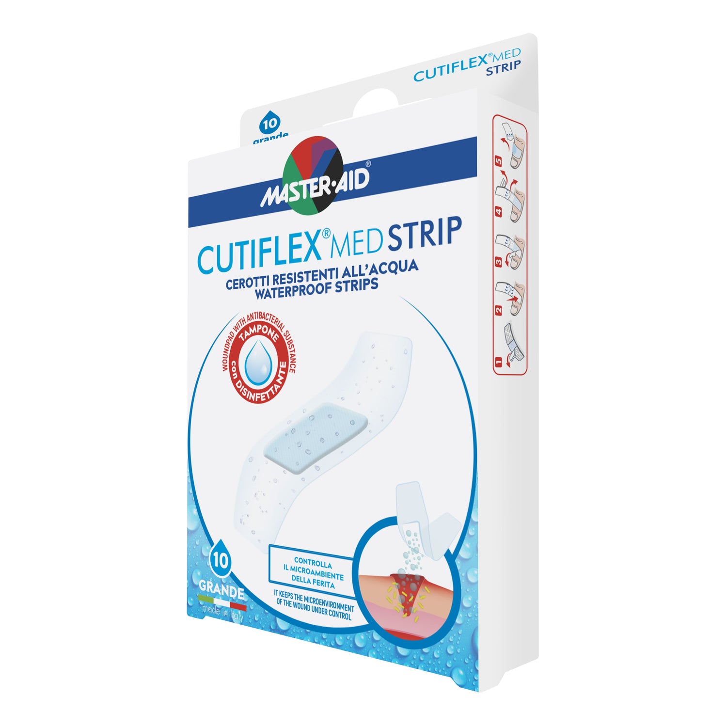 Master Aid Cutiflex Strip Acqua Stop Cerotti Grande 78mm X 26mm 10 Pezzi