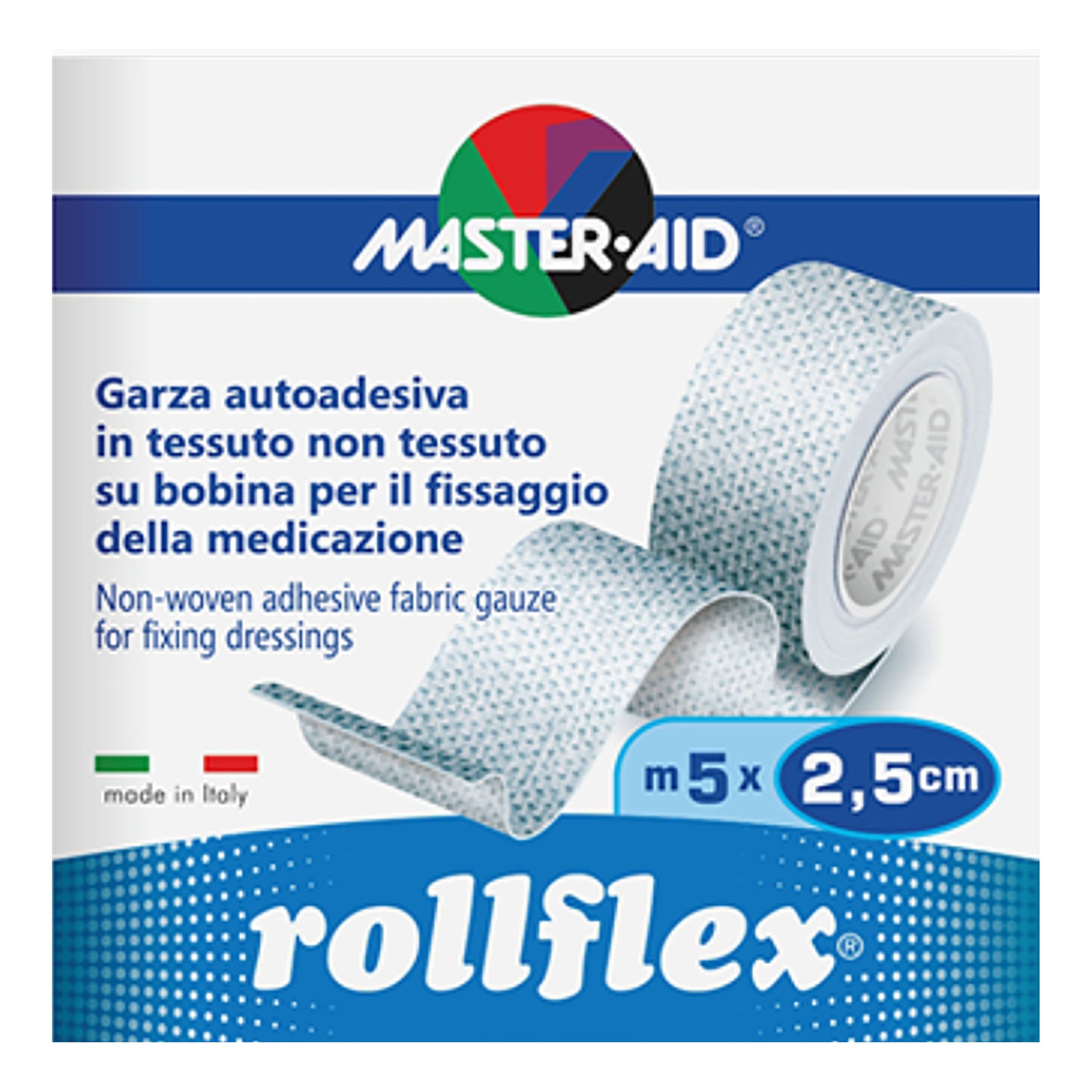 Master Aid Rollflex Garza Autoadesiva In Tessuto Non Tessuto 5m X 2,5cm
