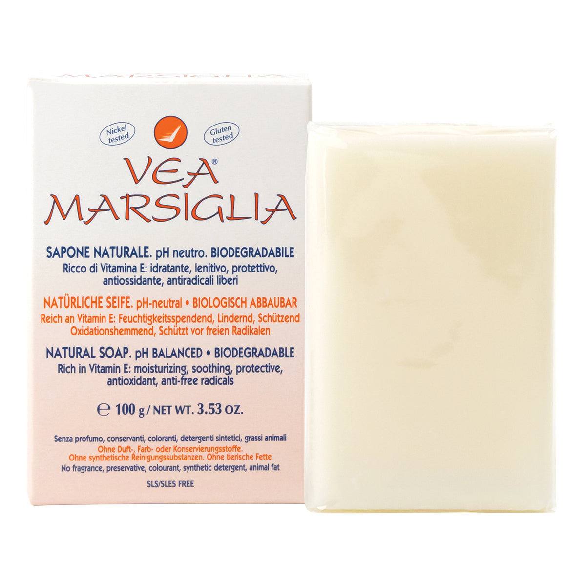 VEA Marsiglia | Sapone Solido Vitamina E Pelle Sensibile | 100 g  