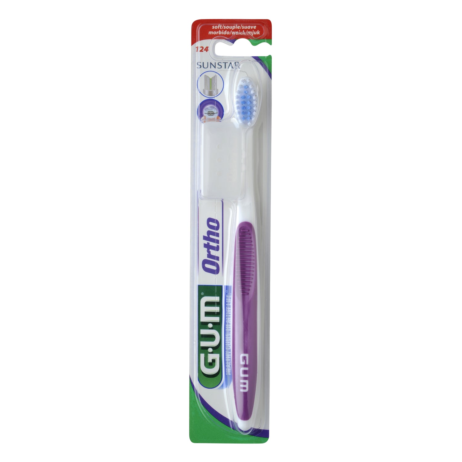 GUM Ortho 124 | Spazzolino Ortodontico con Setole a V per Brackets e Fili