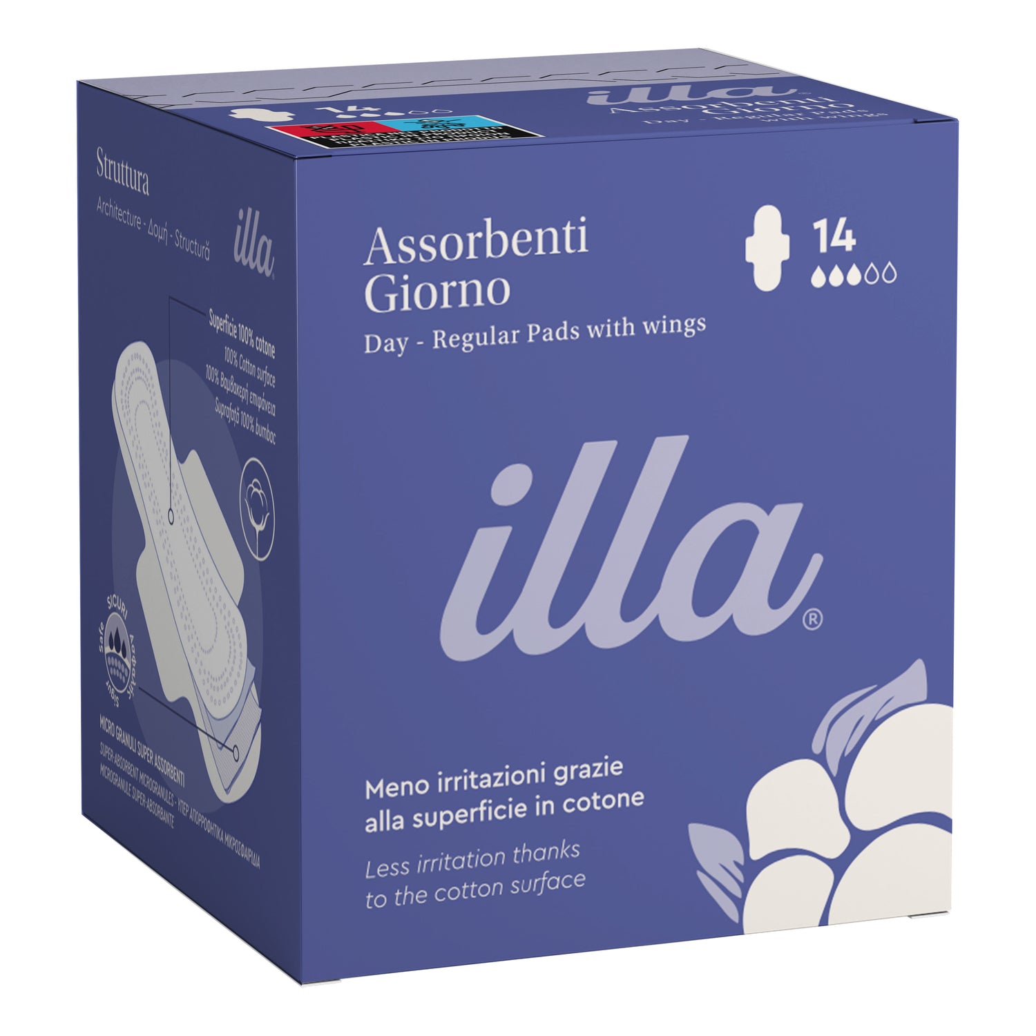 ILLA Care | Assorbenti Giorno Con Superficie In Cotone | 14 Pezzi