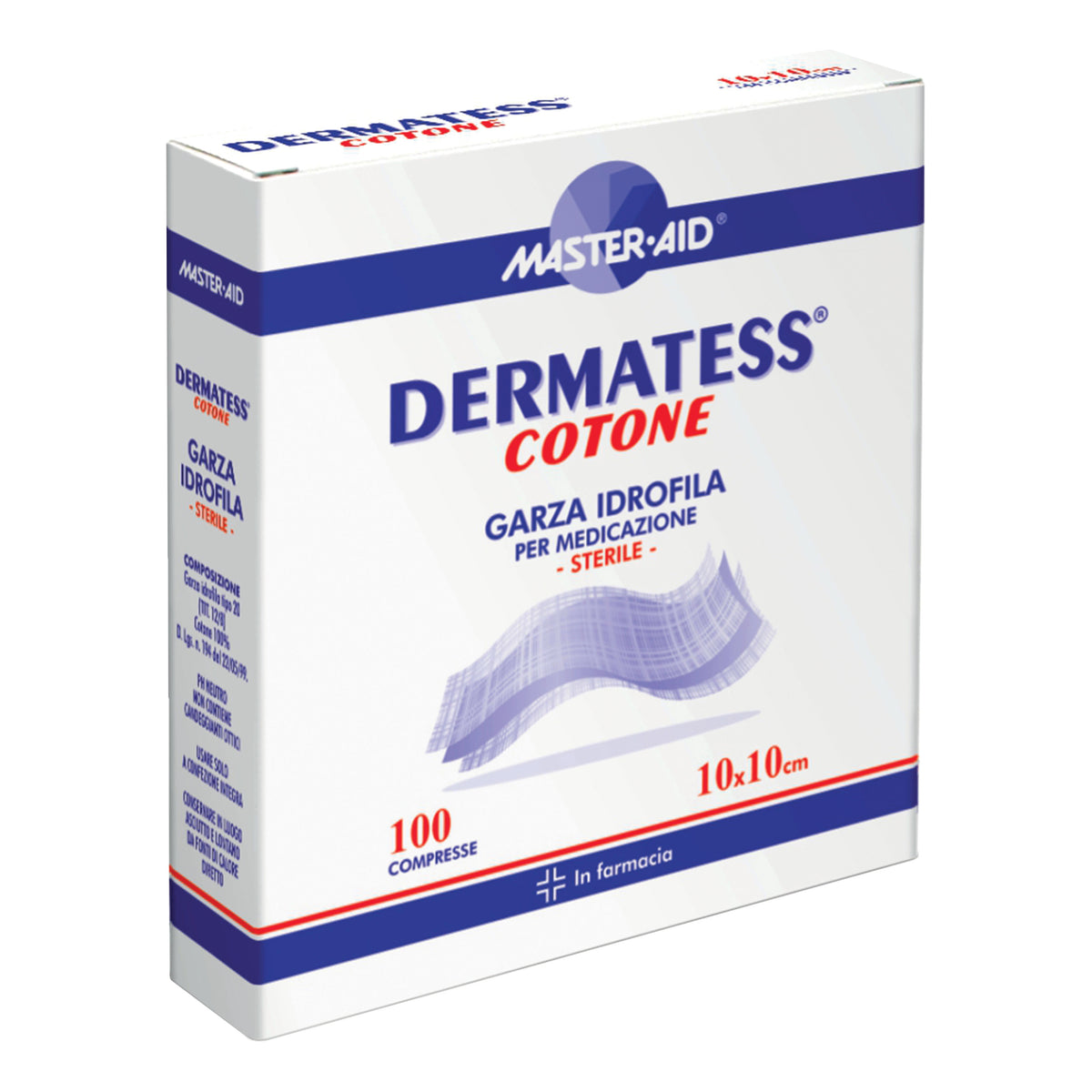 Master Aid Dermatess Cotone Compresse Di Garza Idrofila Sterile 10 X 10cm 100 Pezzi  