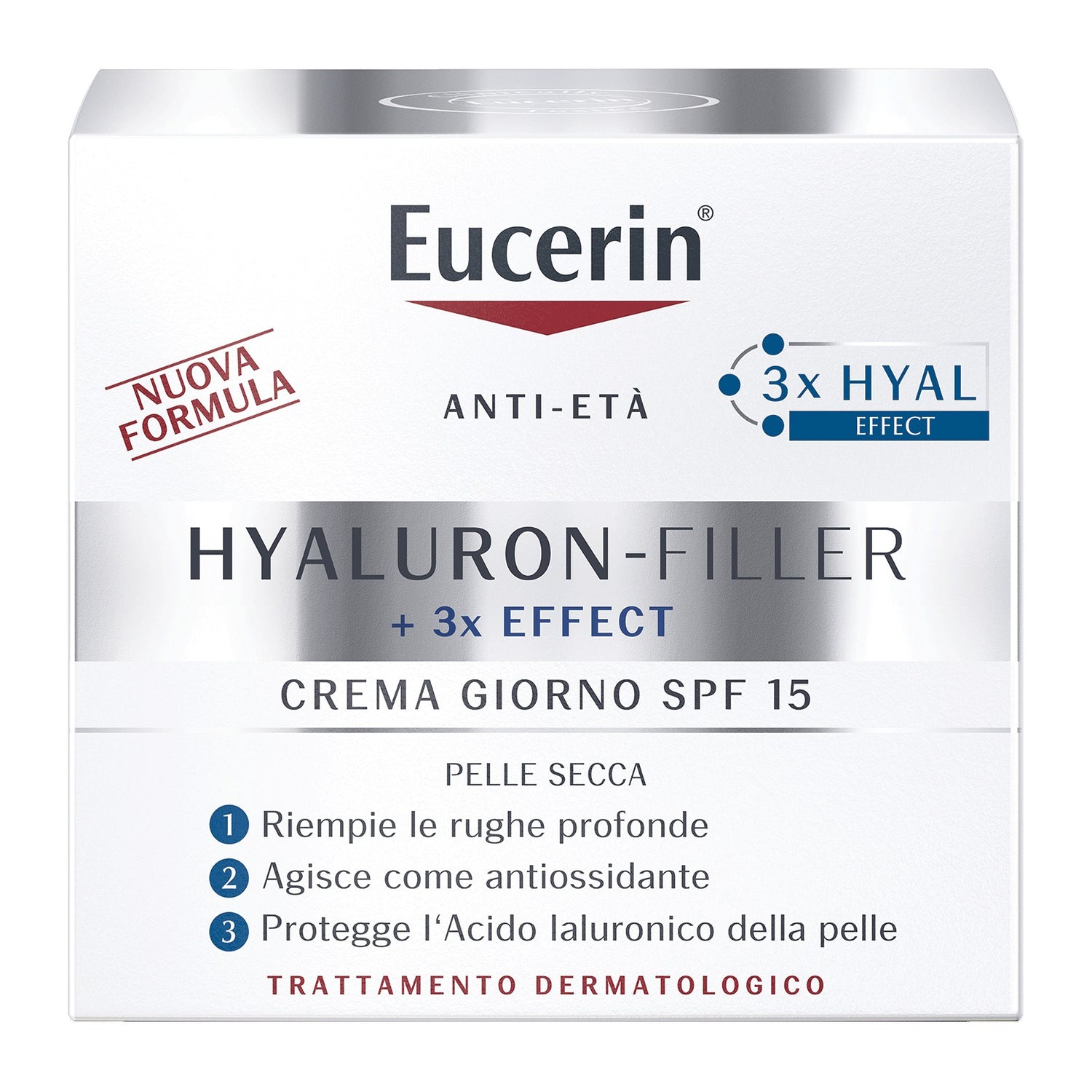 Eucerin Hyaluron-Filler + 3x Effect Crema Giorno Spf15 Anti-Età Pelle Secca 50ml