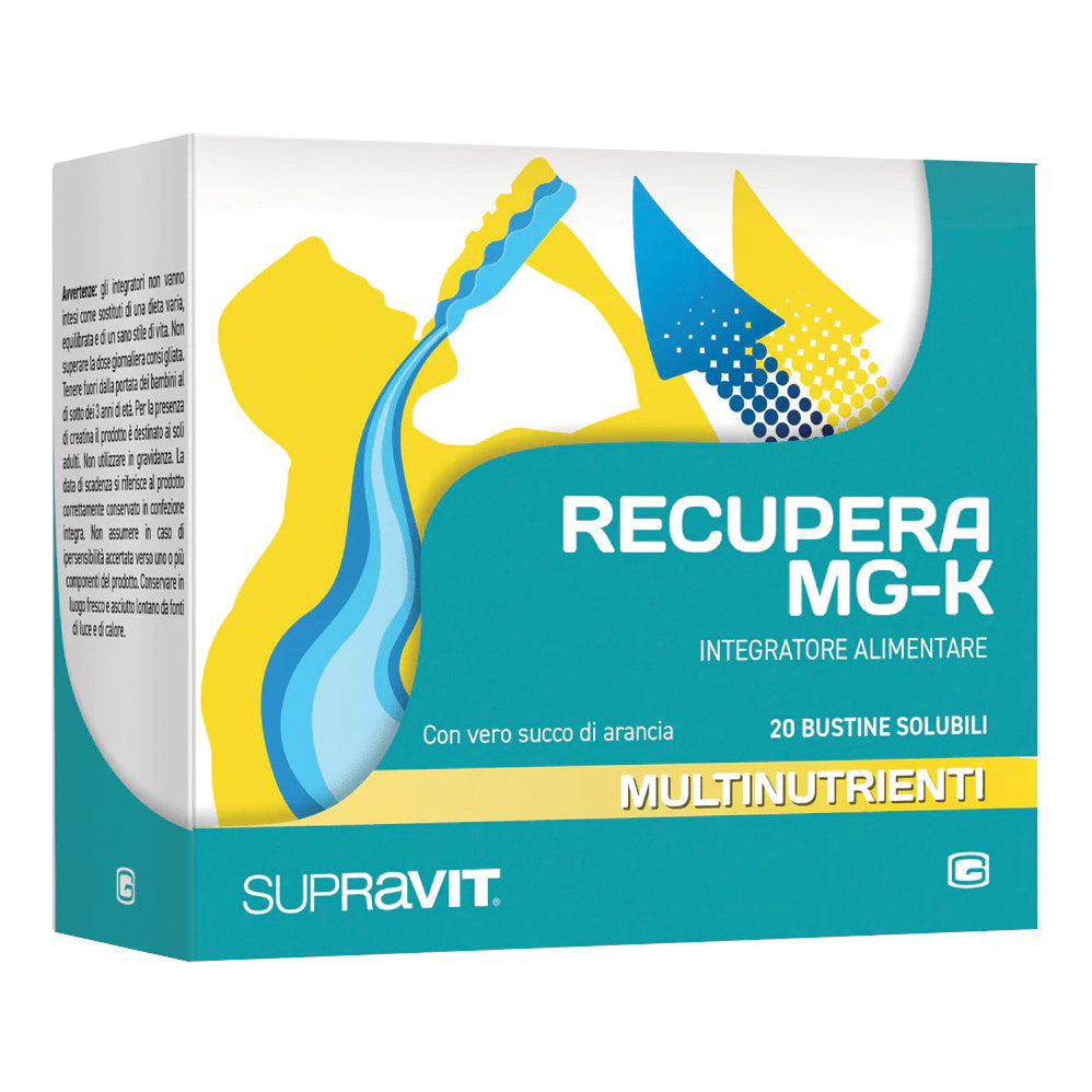 Supravit Recupera Mg-K | Integratore Magnesio Potassio Energia | 20 Bustine  