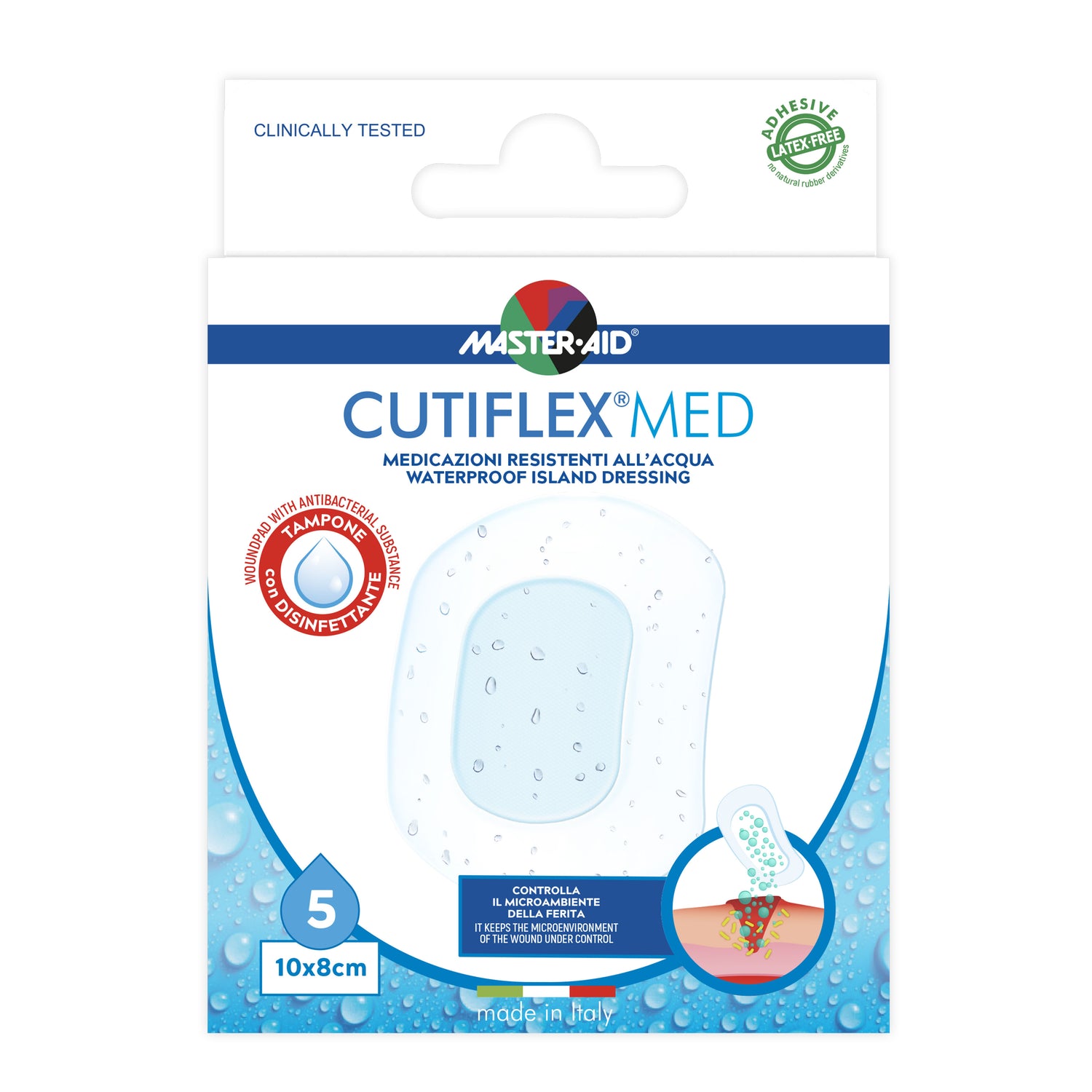 Master Aid Cutiflex Med Cerotti Acqua Stop 10cm X 8cm 5 Pezzi