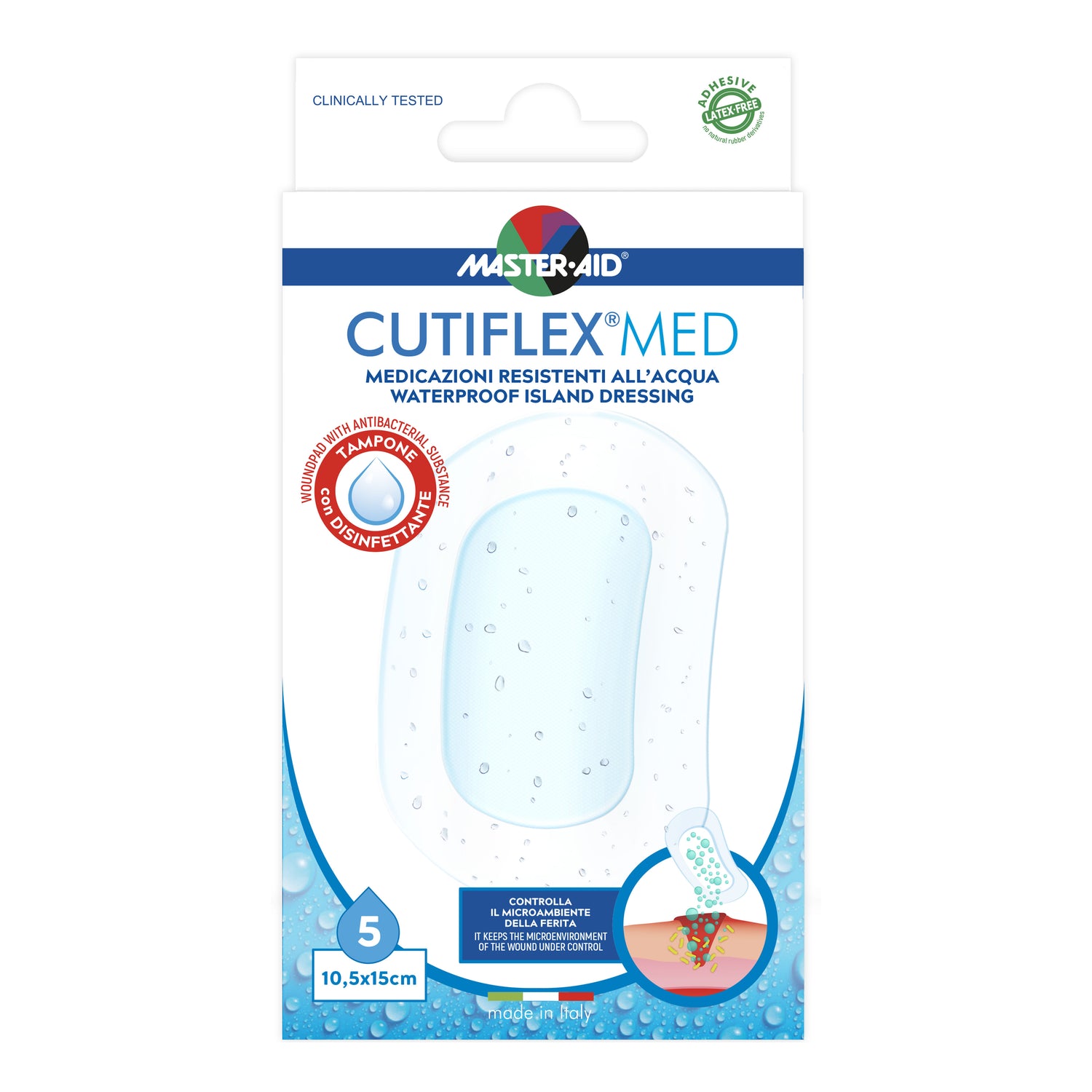 Master Aid Cutiflex Acqua Stop Cerotti 10,5 X 15cm 5 Pezzi