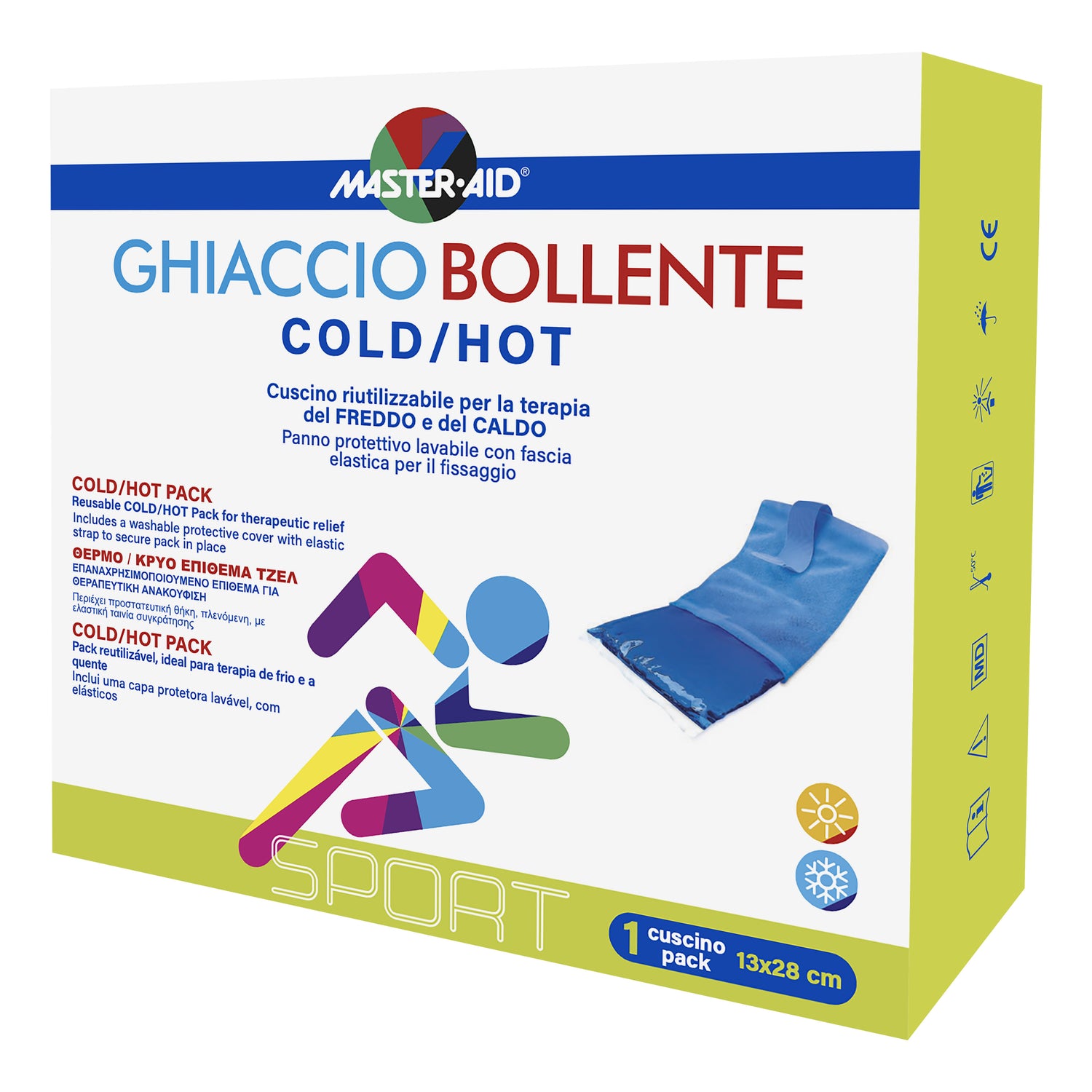 Master Aid Sport Cuscinetto Ghiaccio Bollente Terapia De Freddo E Del Caldo 13 x 28cm