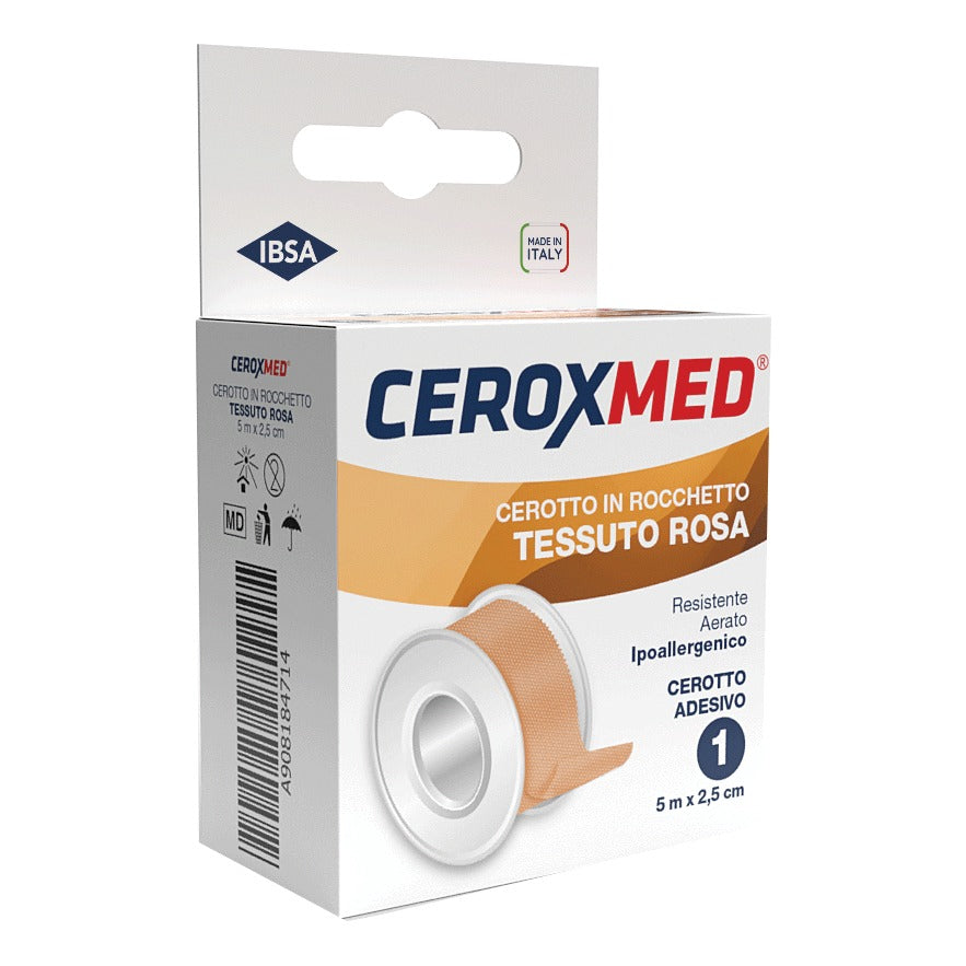 Ceroxmed | Cerotto in Rocchetto Aerato Rosa 2,5 cm x 5 m | 1 Pezzo  