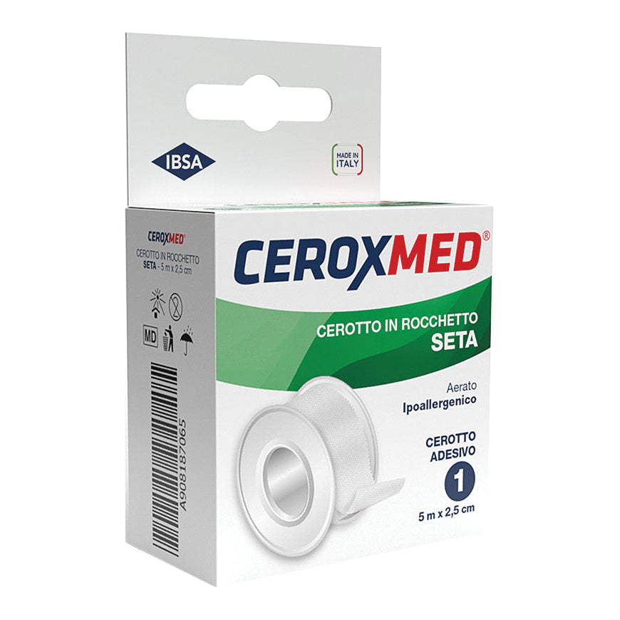 Ceroxmed | Cerotto in Rocchetto in Seta Areato 2,5 cm x 5 m | 1 Pezzo
