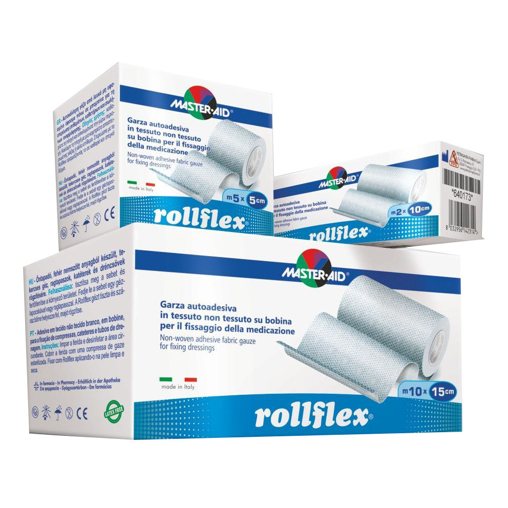 Master Aid Rollflex Cerotto Garza Autoadesiva Fissaggio Medicazioni 2m x 10cm  