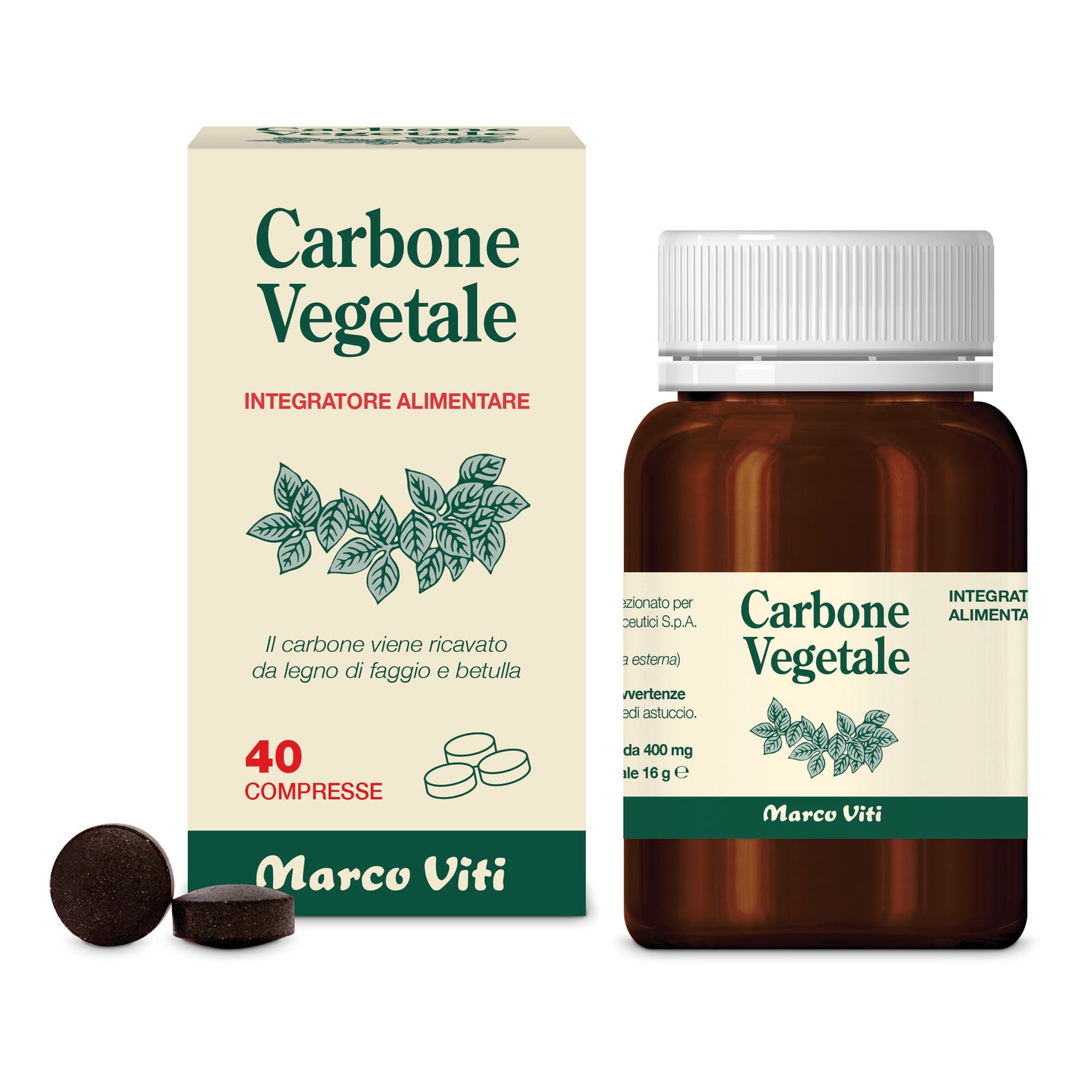 Marco Viti Carbone Vegetale | Gonfiore Addominale Meteorismo | 40 Compresse