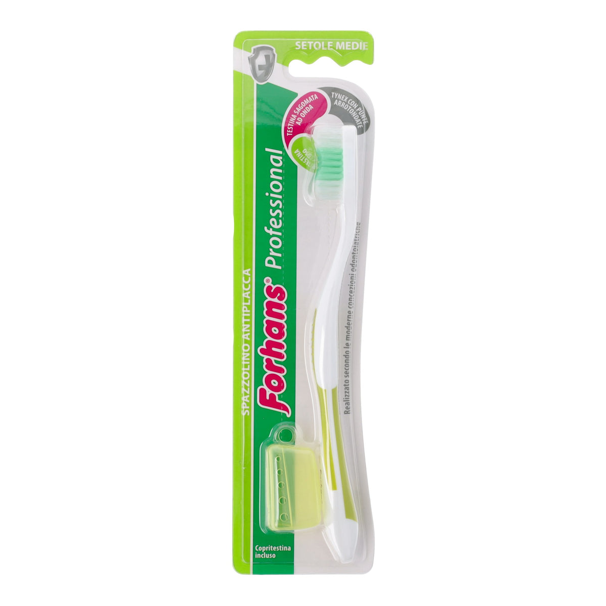 Forhans Professional | Spazzolino Antiplacca Setole Medie con Copritestina  