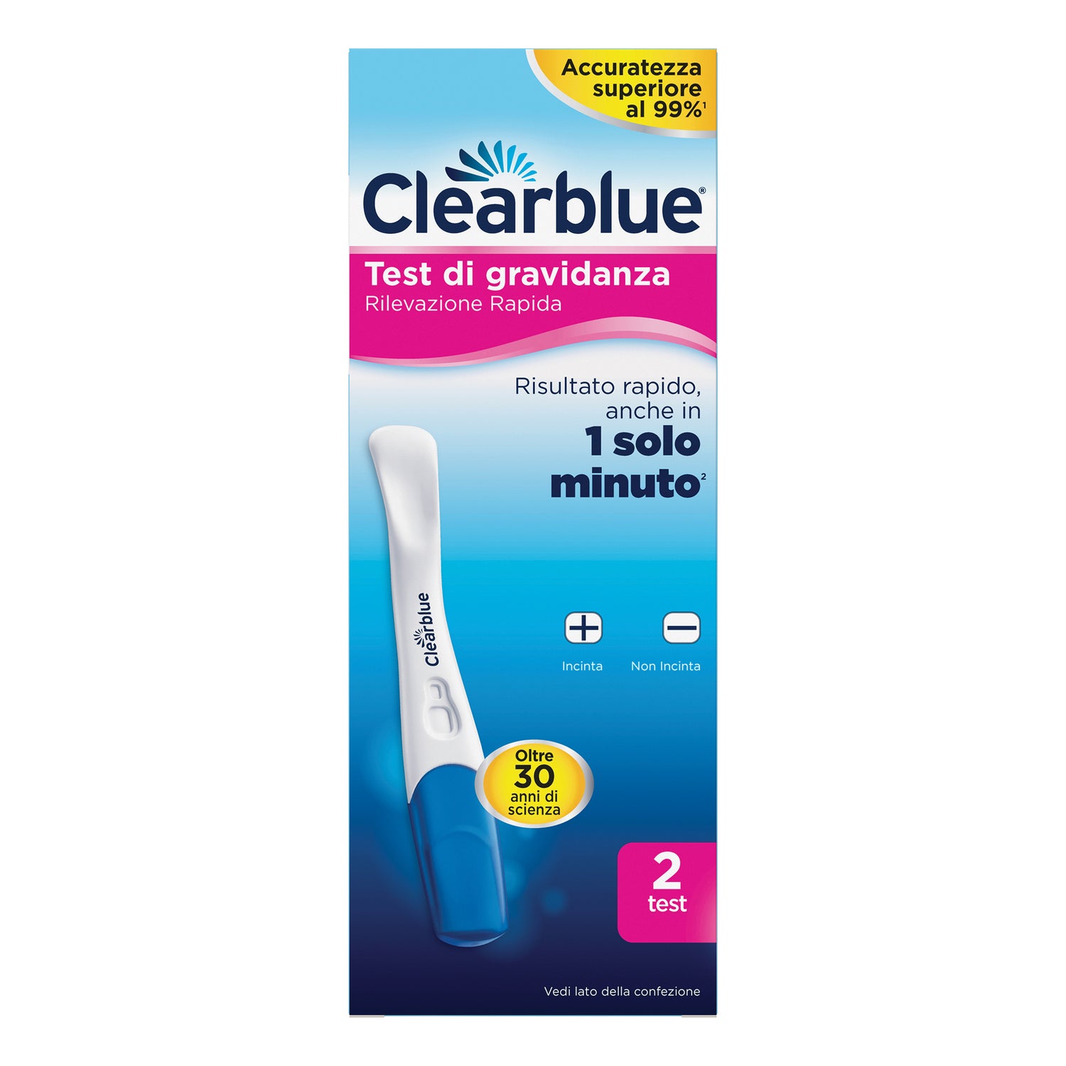 Clearblue | Test Gravidanza Rapido Rilevazione 1 Minuto | 2 Test