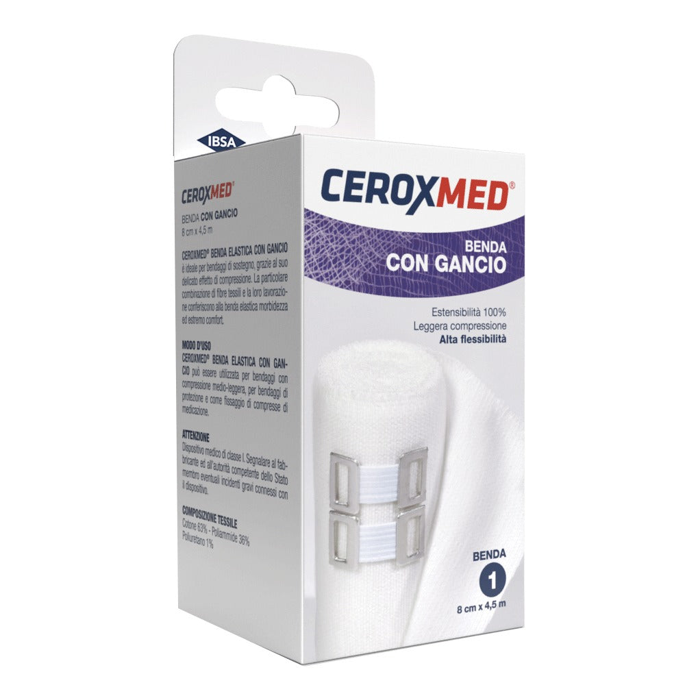 Ceroxmed | Benda Elastica con Fermabenda 8 cm x 4,5 m | 1 Pezzo  
