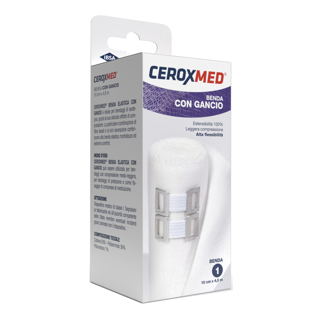 Ceroxmed | Benda Elastica con Fermabenda 10 cm x 4,5 m | 1 Pezzo
