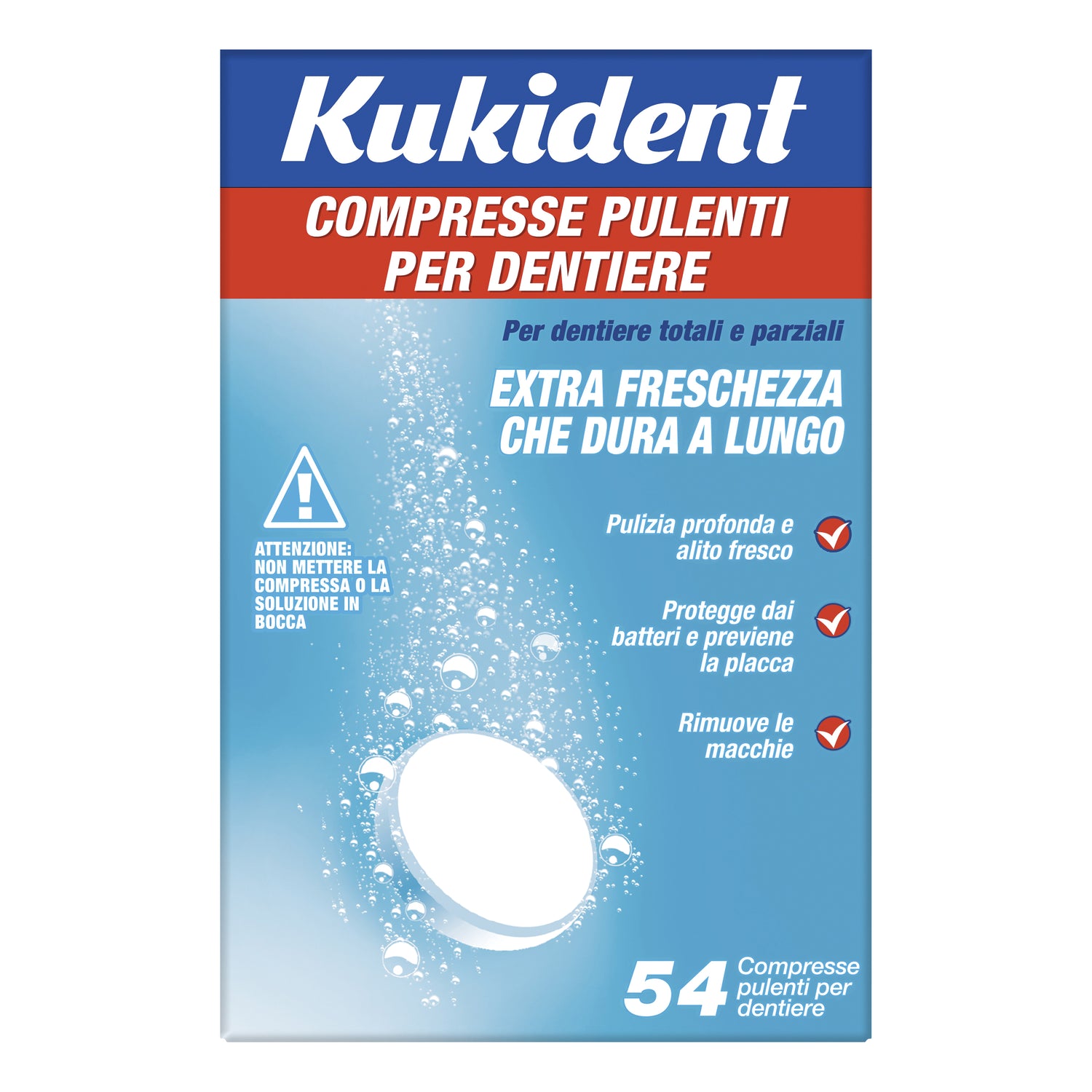 Kukident Freschezza Duratura Compresse Pulenti per Dentiere 54 Pezzi