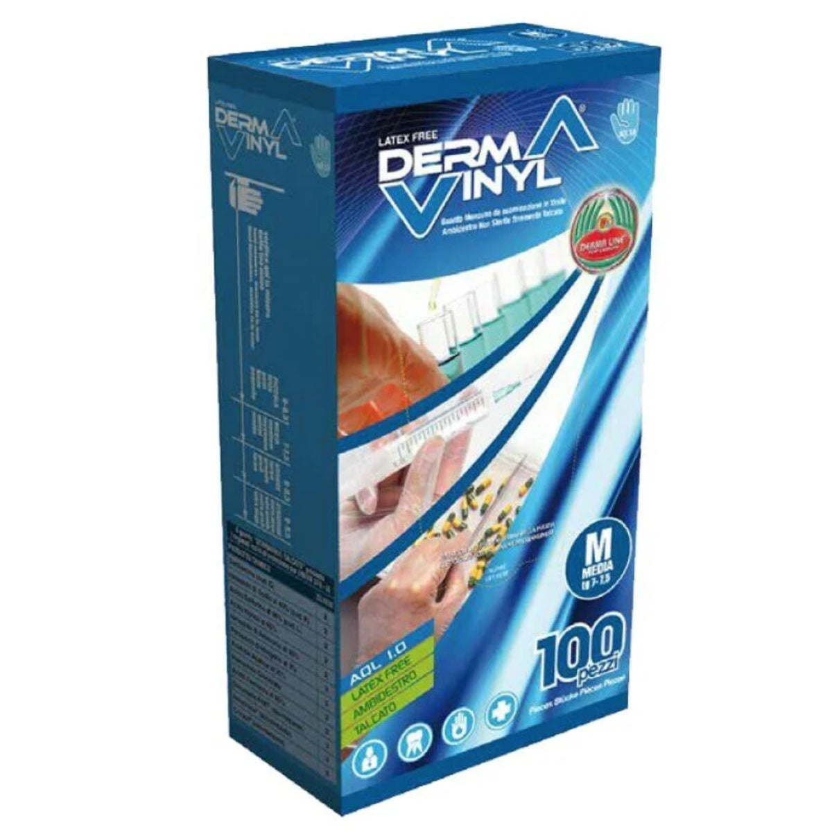 Derma Vinyl Guanti in Vinile M | Senza Polvere | 100 Pezzi  