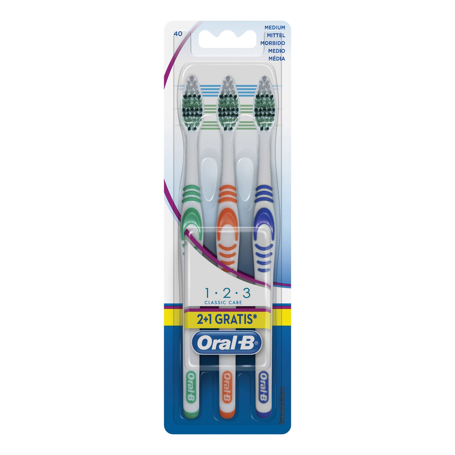 Oral-B Spazzolino 123 Classic Care 40 Medium Tripacco
