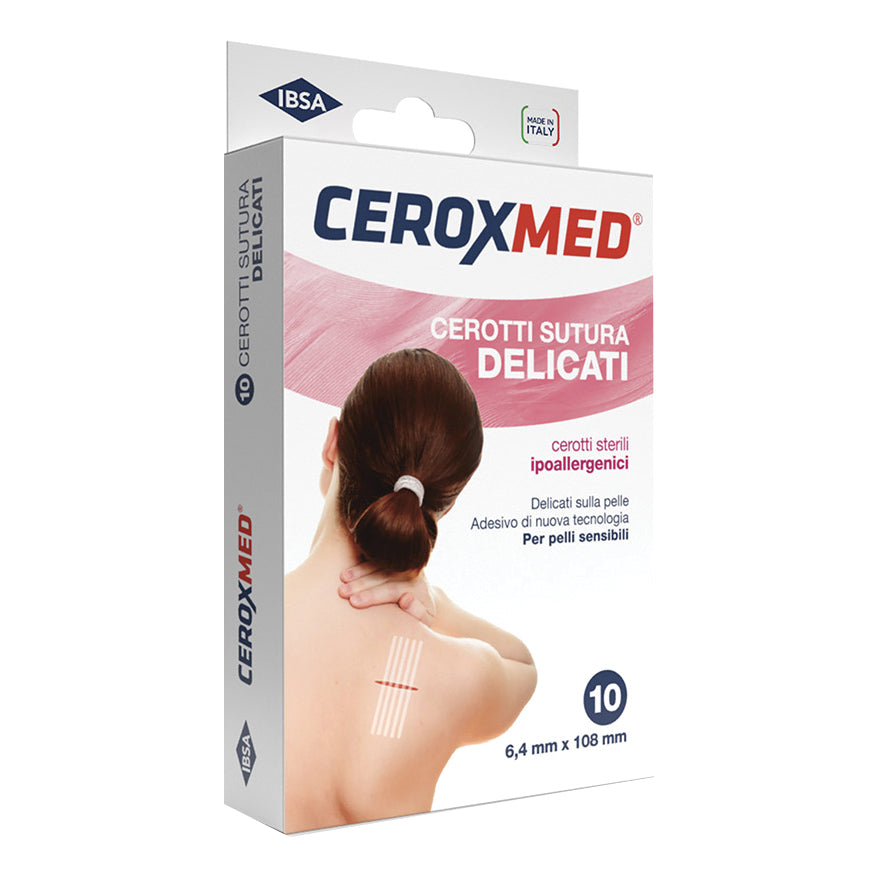 Ceroxmed | Cerotto Sutura Sensitive Sterile 6,4 mm x 108 mm | 10 Pezzi