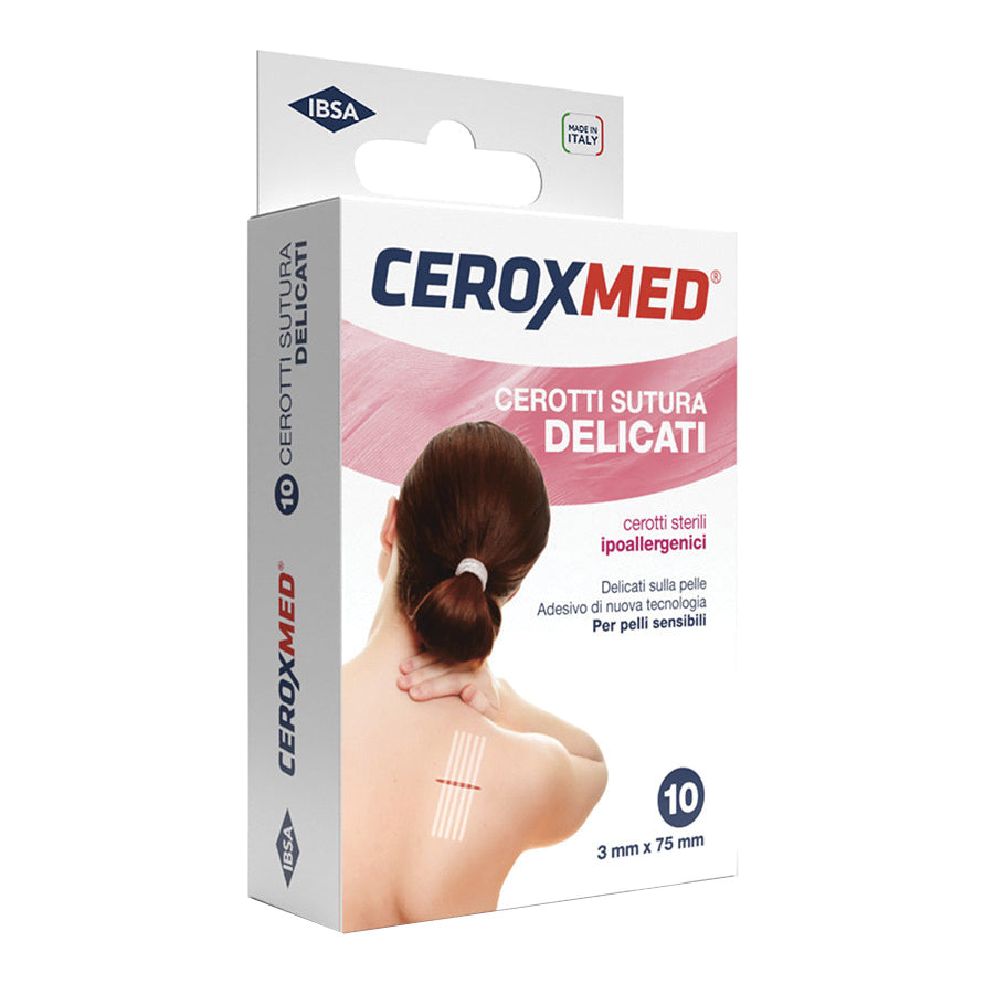 Ceroxmed | Cerotto Sutura Sensitive Sterile 3 mm x 75 mm | 10 Pezzi
