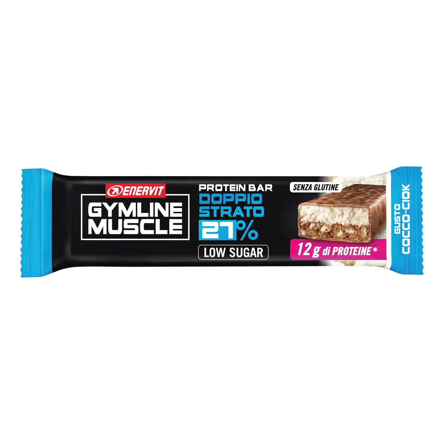 Enervit Gymline Muscle Protein Barretta Proteica 27% Doppio Strato Cocco-Ciok 45g