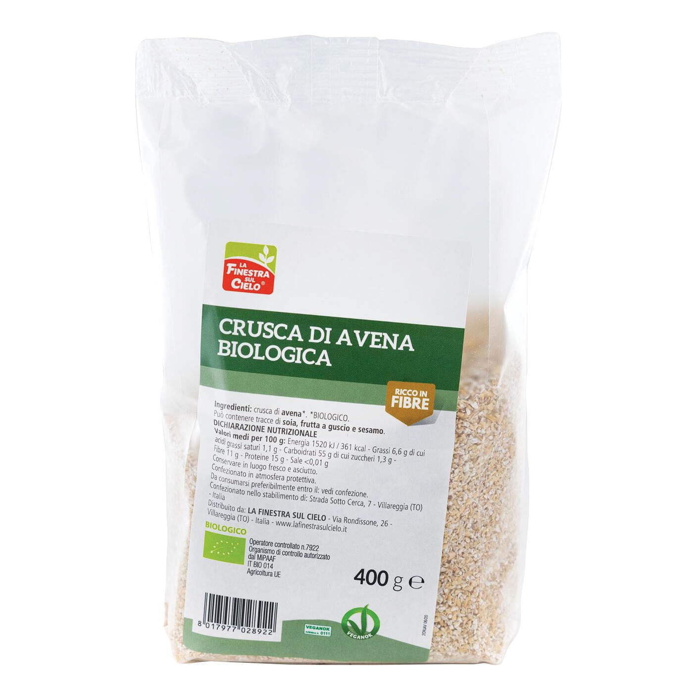 AVENA CRUSCA 400G BIO BIOFIBRE