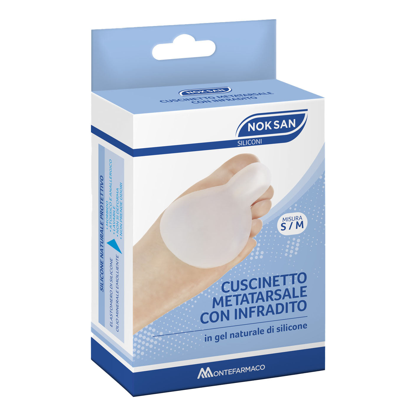 Noksan Cuscinetto Metatarsale Con Infradito In Gel Naturale Di Silicone Taglia L/XL 2 Pezzi